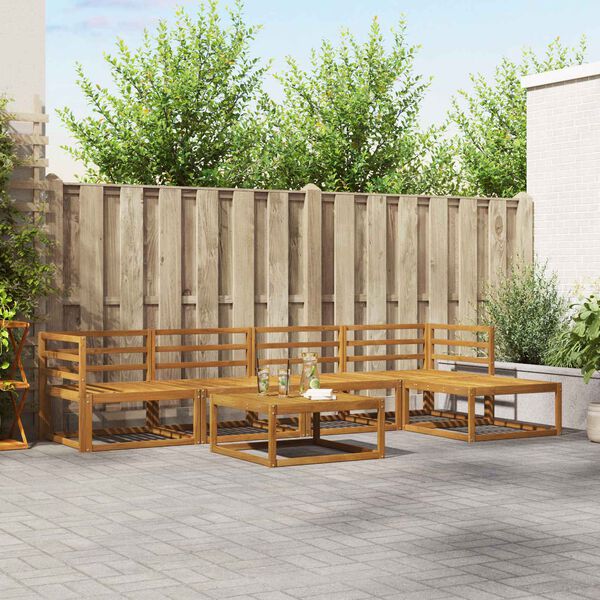 vidaXL Комплект дивани за открито 6 pcs Натурален и Крема