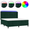 vidaXL Боксспринг легло с матрак и LED, тъмнозелено, 160x200см, кадифе