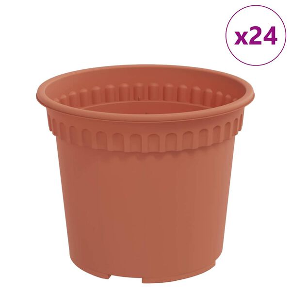vidaXL Кръгла саксия за цветя 24 pcs Червено тухла &Oslash; 12,5 x 10 см