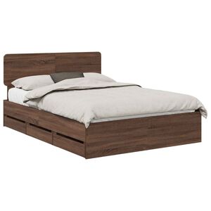 vidaXL Рамка за легло Кафяв дъб 150 x 200 cm Инженерен дървен материал