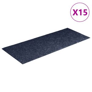vidaXL Изтривалки за стълби, самозалепващи се, 15 бр., 60x25 см, сиво-сини, правоъгълни