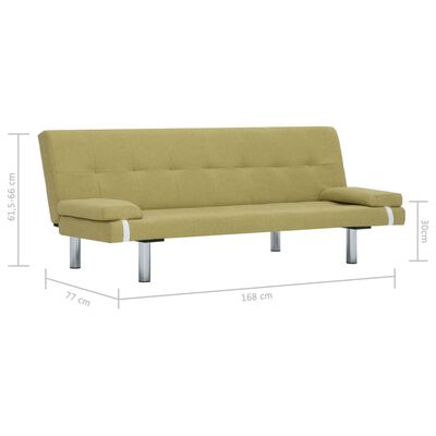 vidaXL Разтегателен диван с две възглавници, зелен, полиестер