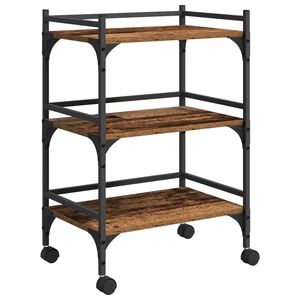 vidaXL Кухненска количка Старо дърво 50 x 35 x 75.5 см Инженерно дърво