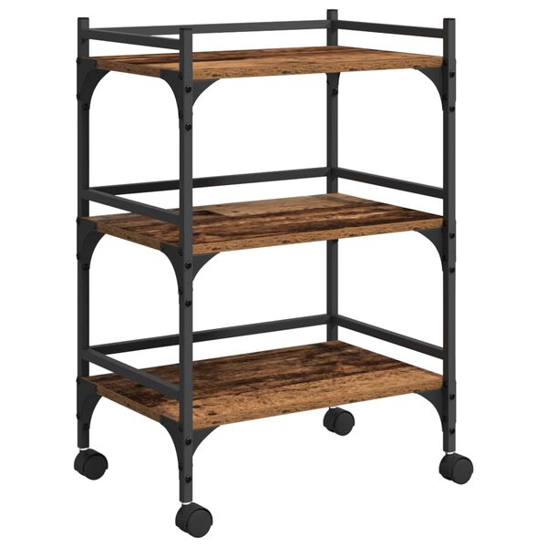 vidaXL Кухненска количка Старо дърво 50 x 35 x 75.5 см Инженерно дърво