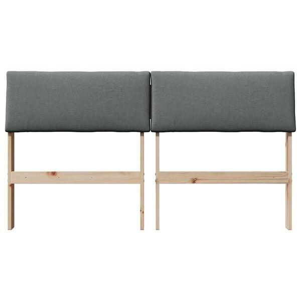 vidaXL Тапицирана табла Тъмен сив 140 cm Солидно борово дърво