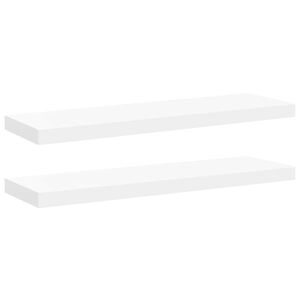 vidaXL Окачени стенни рафтове, 2 бр, бели, 80x23,5x3,8 см, МДФ