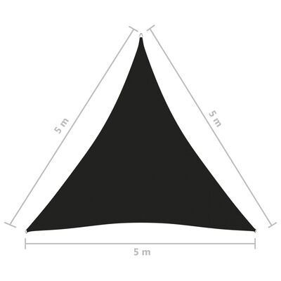 vidaXL Платно-сенник, Оксфорд плат, триъгълно, 5x5x5 м, черно