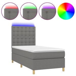 vidaXL Боксспринг легло с матрак и LED, тъмносиво, 80x200 см, плат