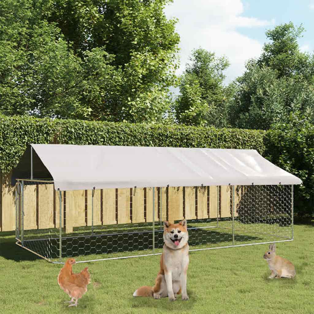 vidaXL Дворна клетка за кучета с покрив, 400x200x150 см