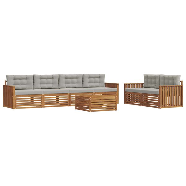 vidaXL Комплект дивани за открито 7 pcs Естествено и светло сиво