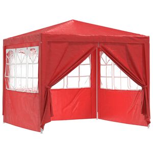 vidaXL Парти шатър 250 x 250 x 240 см Червено Полиетилен и стомана