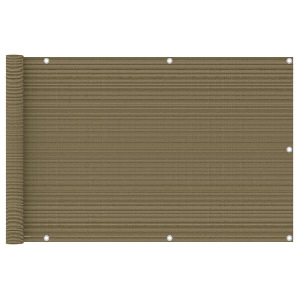 vidaXL Балконски параван, таупе, 90x500 см, HDPE