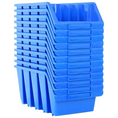 vidaXL Стифиращи контейнери за съхранение 14 бр сини пластмаса