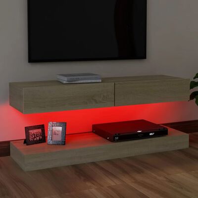 vidaXL ТВ шкаф с LED осветление, дъб сонома, 120x35 см