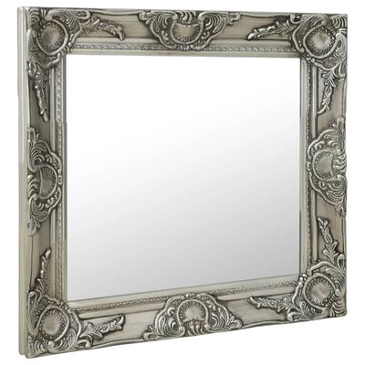 vidaXL Стенно огледало, бароков стил, 60x60 см, сребристо