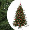 vidaXL Изкуствена коледна елха с топки 120 см 150 LED светодиода