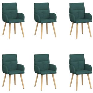 vidaXL Обедени столове 6 pcs Текстил Тъмнозелено 60 x 56 x 96 см