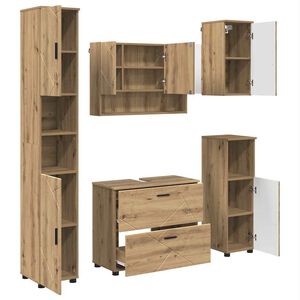 vidaXL Комплект мебели за баня 5 бр. Дъб 35 x 30 x 192 см