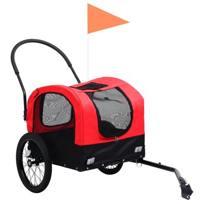 vidaXL 2-в-1 кучешко ремарке за велосипеди и джогинг, червено и черно