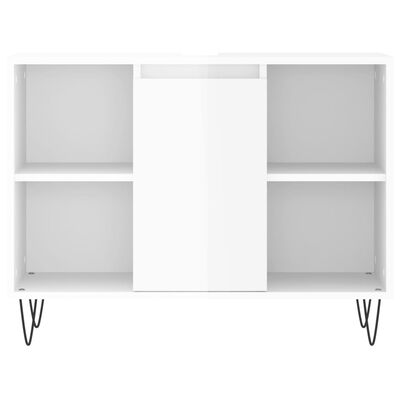 vidaXL Шкаф за баня, бял гланц, 80x33x60 см, инженерно дърво
