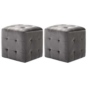 vidaXL Пуфове, 2 бр, сиви, 30x30x30 см, кадифен текстил