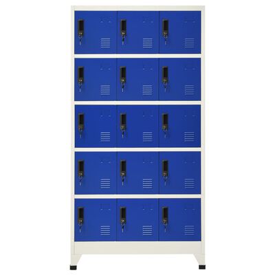 vidaXL Заключващ се шкаф, сиво и синьо, 90x40x180 см, стомана