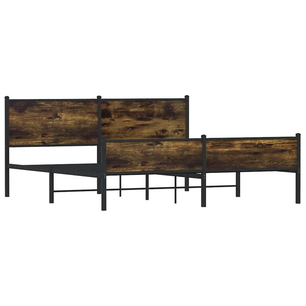 vidaXL Метална рамка за легло, без матрак, опушен дъб, 183x213 см