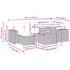 vidaXL Градински диван с възглавници, 7 части, сив полиратан акация