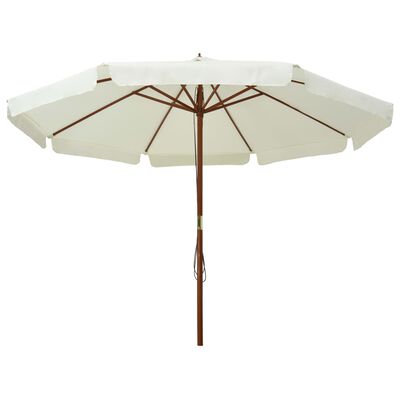 vidaXL Градински чадър с дървен прът, 330 см, пясъчнобял
