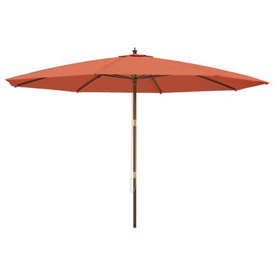 vidaXL Градински чадър с дървен прът, теракота, 400x273 см
