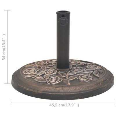 vidaXL Основа за чадър, смола, кръгла, бронз, 9 кг