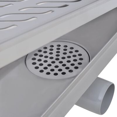 vidaXL Линеен душ канал, дизайн "вълни", 630x140 мм, неръждаема стомана