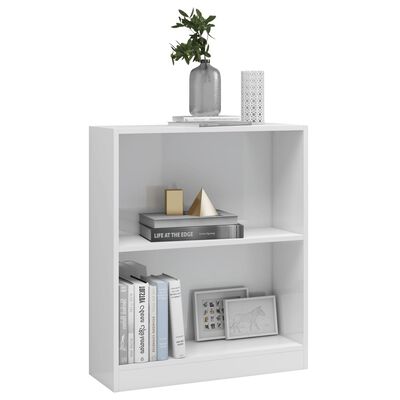 vidaXL Етажерка за книги, бял гланц, 60x24x76 см, инженерно дърво