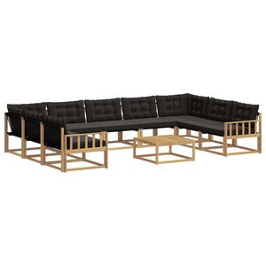 vidaXL Комплект дивани за открито с възглавница 10 pcs Бяло и черно