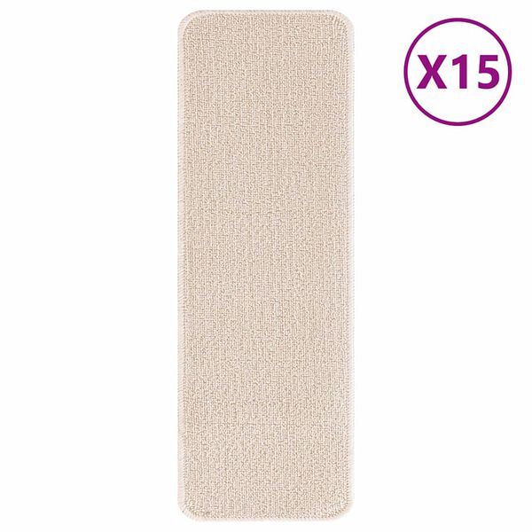 vidaXL Килимчета против подхлъзване за стълби 15 pcs Крем 60 x 25 cm
