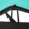 vidaXL Двойно шезлонг С завеси Тюркоаз 205 x 129 x 200 см полиратан