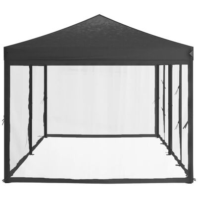 vidaXL Сгъваема парти палатка със странични стени, антрацит, 3x6 м