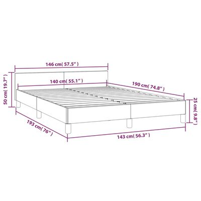 vidaXL Рамка за легло с табла, тъмносива, 140x190 см, кадифе