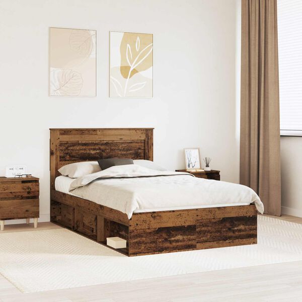 vidaXL Рамка за легло Старо дърво 120 x 200 cm Солидно борово дърво