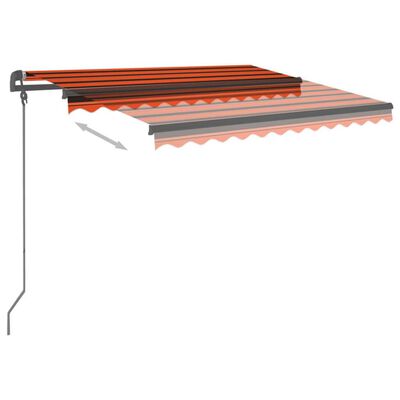vidaXL Ръчно прибираща се тента с пръти, 3,5x2,5 м, оранжево и кафяво