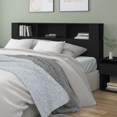 vidaXL Табла за легло тип шкаф, черна, 200x18,5x104,5 см