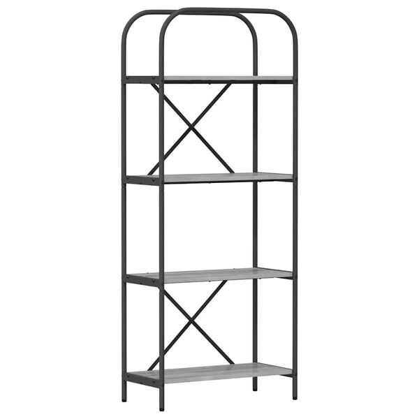 vidaXL Рафт за книги Сив Сонома 60 x 30 x 146 см Инженерно дърво