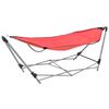 vidaXL Хамак със сгъваема стойка, червен