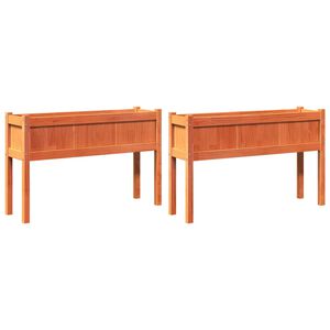 vidaXL Градински сандъци, 2 бр, с крака, восъчнокафяв, бор масив