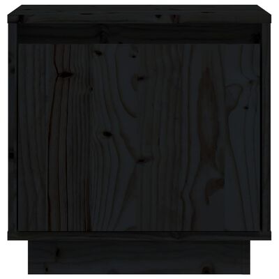 vidaXL Нощно шкафче, черно, 40x30x40 см, борово дърво масив