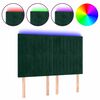 vidaXL LED горна табла за легло, тъмнозелена, 144x5x118/128 см, кадифе
