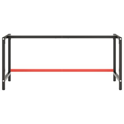 vidaXL Рамка за работна маса матово черно и червено 180x57x79 см метал