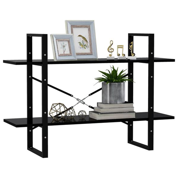 vidaXL 2-етажна библиотека, черна, 100x30x70 см, инженерно дърво