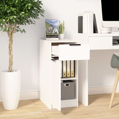 vidaXL Шкаф за бюро, бял, 33,5x50x75 см, инженерно дърво