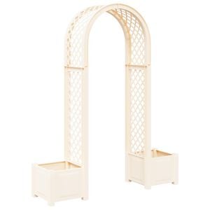 vidaXL Розова арка с саксия Бяло 168,5 x 43 x 207 см ПП